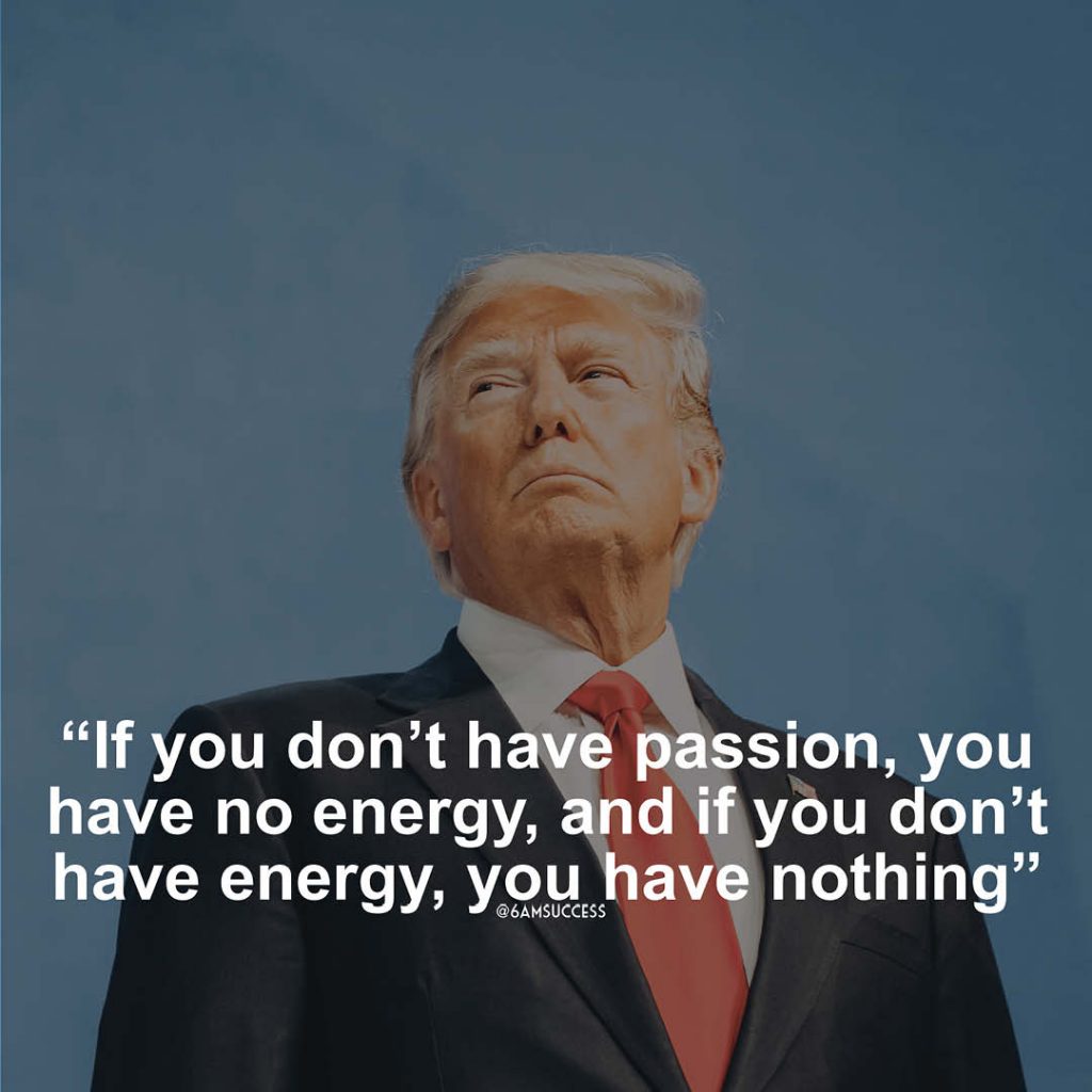"If you don’t have passion, you have no energy, and if you don’t have energy, you have nothing" - Donald Trump